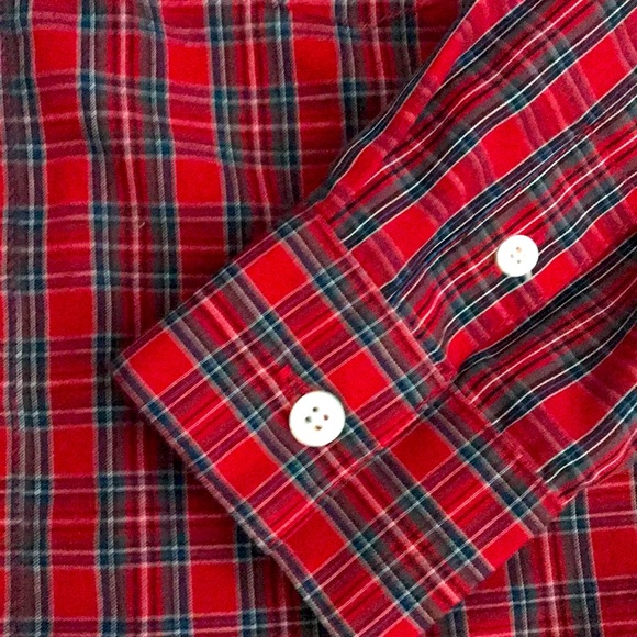 IZOD Boys Button Down Plaid Shirt Long Sleeve size 14-16 EUC - Picture 10 of 11